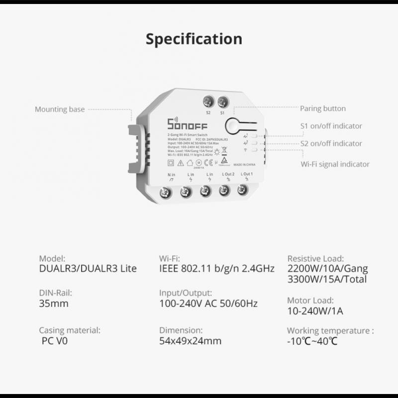 1-8pcs Smart Switch SONOFF DUA - Sonoff ulasan dan harga