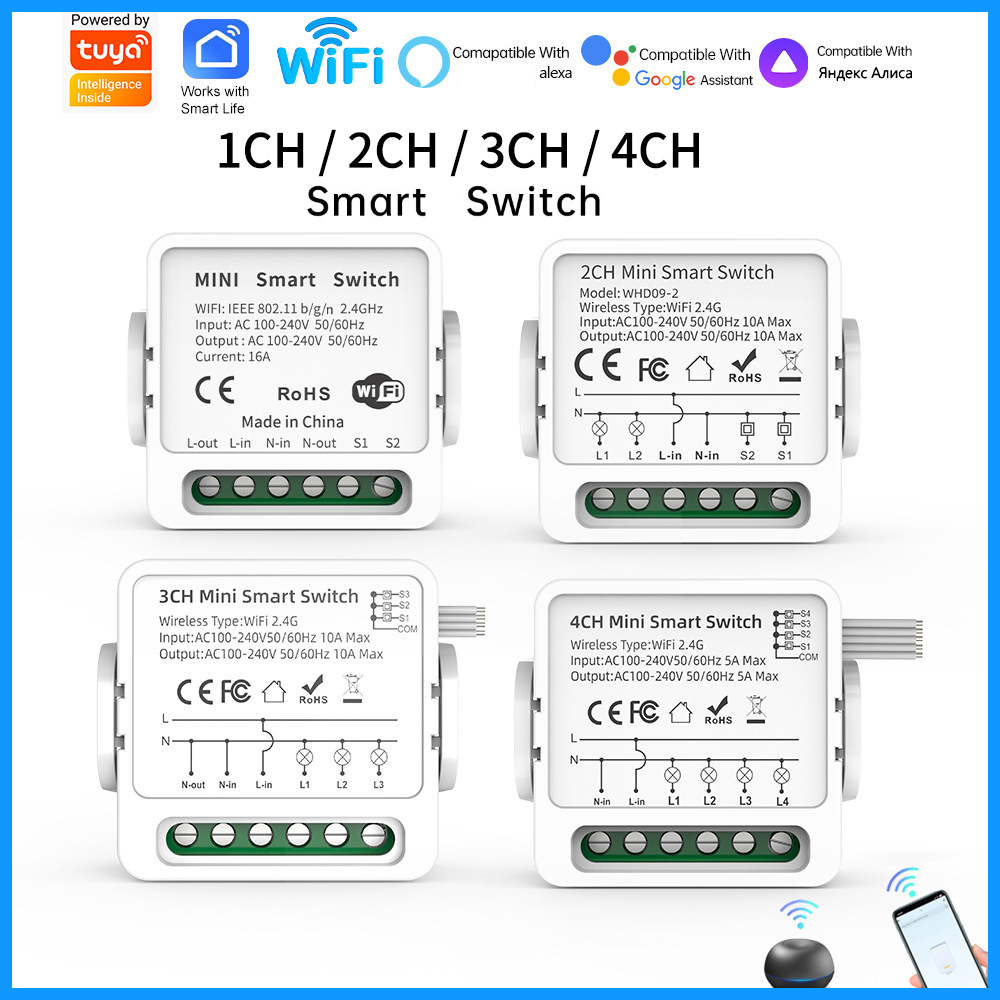Tuya WiFi Smart Switch 1/2/3/4 - Smart Relay Tuya ulasan dan harga