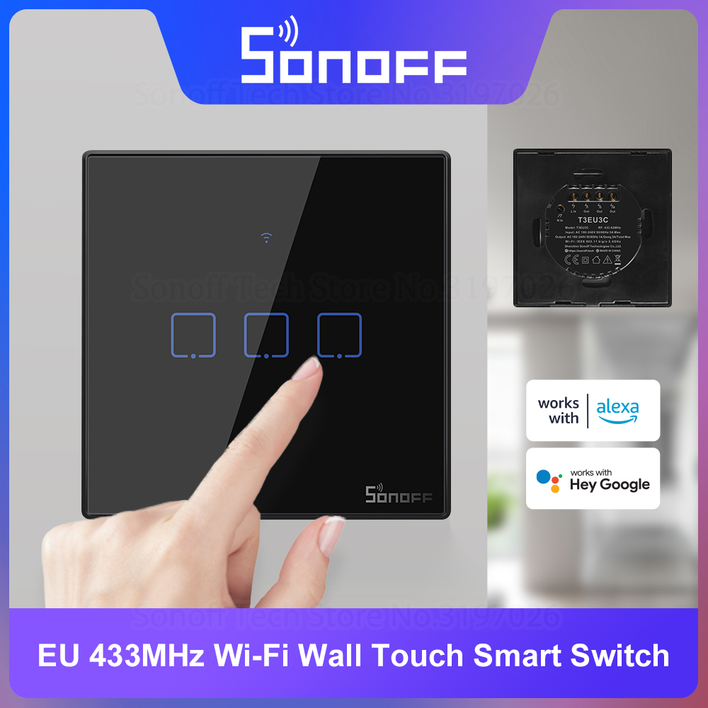 SONOFF T3EU Black WiFi Smart W - Sonoff Basic ulasan dan harga