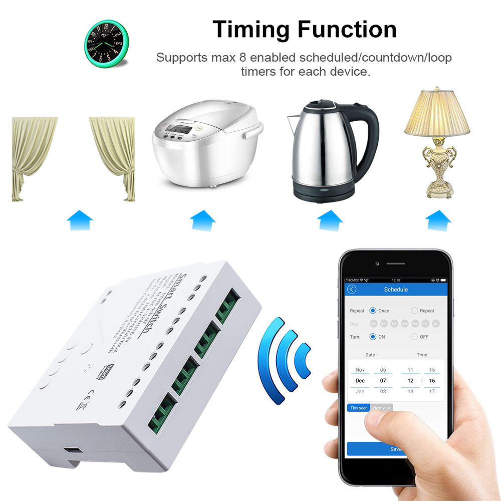 Wifi Smart Light Switch 4CH Md - Tuya 4 Channel ulasan dan harga