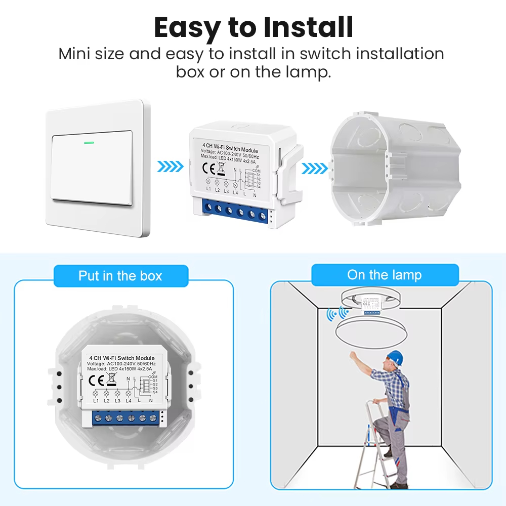WSM16 Tuya WiFi Smart Switch M - Tuya 4 Channel ulasan dan harga