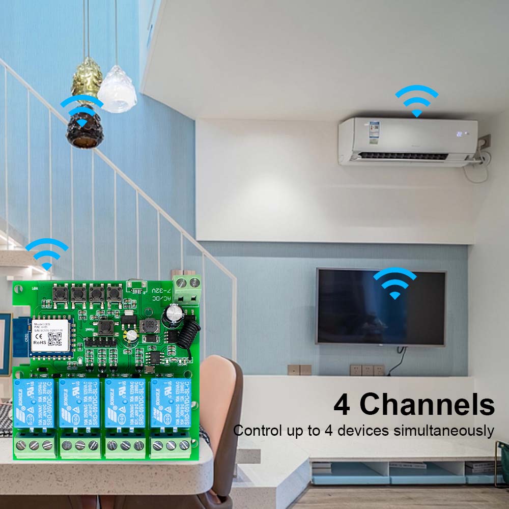 4CH Tuya Wifi Smart Relay 4 Ch - Tuya 4 Channel ulasan dan harga