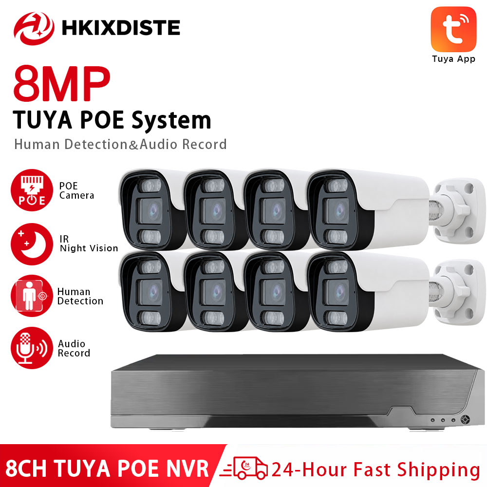 8MP 4K 8CH Tuya PoE Security C - Tuya 4 Channel ulasan dan harga